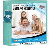 Utopia Bedding Waterproof Mattress Protector Double Premium Terry Mattress Cover 200gsm Breathable Fitted Sheet with Stretchy Pockets Spa Blue