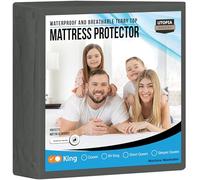 Utopia Bedding Waterproof Mattress Protector King Size, Premium Terry Mattress Cover 200 GSM, Breathable, Fitted Style with Stretchable Pockets (Grey)