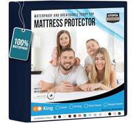 Utopia Bedding Waterproof Mattress Protector King Size Premium Terry Mattress Cover 200gsm Breathable Fitted Style with Stretchy Pockets (Navy)