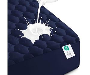 Utopia Bedding Waterproof Mattress Protector, Queen Mattress Pad, Quilted Fitted Cover Stretches up to 16 Inches Deep (Navy)
