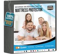 Utopia Bedding Waterproof Mattress Protector Queen Size, Premium Terry Mattress Cover 200 GSM, Breathable, Fitted Style with Stretchable Pockets (Gray)