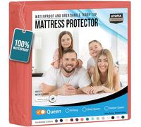 Utopia Bedding Waterproof Mattress Protector Queen Size, Premium Terry Mattress Cover 200 GSM, Breathable, Fitted Style with Stretchable Pockets (Coral), UB3764