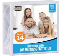 Utopia Bedding Waterproof Mattress Protector Super King Bed, 180 x 200 cm, (Pack of 14, White), Fits Up to 40 cm Deep Mattresses, Premium Terry Mattress Cover, All Around Elastic, Machine Washable