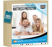 Utopia Bedding Waterproof Mattress Protector Twin XL Size, Premium Terry Mattress Cover 200 GSM, Breathable, Fitted Style with Stretchable Pockets (Beige)