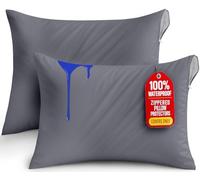 Utopia Bedding - Waterproof Pillow Cases with Zipper, Protectors, Anti Dust Mite Queen Size, 2 Pack, Grey, 20 x 28 Inches