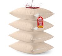 Utopia Bedding Waterproof Pillow Protectors with Zipper, Standard Size (Beige), Bed Bug Proof Pillowcases, Moisture Wicking Pillowcases, 20 x 26 Inch, 4 Pack
