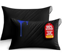 Utopia Bedding Waterproof Pillow Protectors Zippered King Size (2 Pack, Black), Zippered Pillowcases, Bed Bug Proof Pillow Encasement Covers 20 x 38 Inches