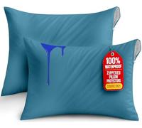 Utopia Bedding Waterproof Pillow Protectors Zippered Queen Size (2 Pack, Denim Blue), Zippered Pillowcases, Bed Bug Proof Pillow Encasement Covers 20 x 28 Inches