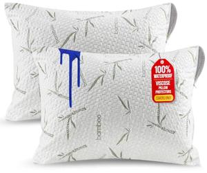 Utopia Bedding Waterproof Viscose Zippered Pillow Protector (50 x 75 cm) (80% Polyester 20% Viscose) - Pack of 2 - Anti Bed Bug and Dust Mite Proof Pillow Encasement
