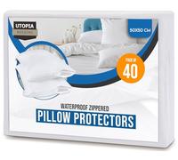 Utopia Bedding Waterproof Zippered Pillow Protectors (Size - 50 x 50 cm) - Pack of 40 - Anti Bed Bug and Dust Mite Proof Pillow Encasement