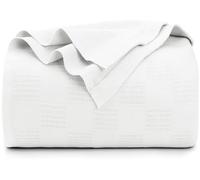Utopia Bedding White 100% Cotton Blanket [King Size - 90x108 Inch] 350GSM Lightweight, Soft and Breathable Thermal Blanket for All Seasons