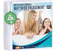 Utopia Bedding Zippered Mattress Encasement, Waterproof Mattress Protector, Six-Sided Absorbent Cover, Bed Bug & Dust Mite Proof, White (US King)
