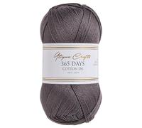 Utopia Crafts 365 Days Mercerised Combed Cotton DK Yarn for Knitting & Crochet 100g (Charcoal Grey)