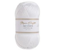Utopia Crafts 365 Days Mercerised Combed Cotton DK Yarn for Knitting & Crochet (White, 100g)