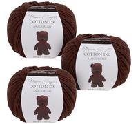 Utopia Crafts Amigurumi Cotton DK Yarn for Crochet and Knitting 50% Cotton, 50% Acrylic Blended, 3X 50g (Brown)