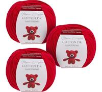 Utopia Crafts Amigurumi Cotton DK Yarn for Crochet and Knitting 50% Cotton, 50% Acrylic Blended, 3X 50g (Strong Red)