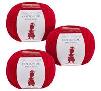 Utopia Crafts Amigurumi Cotton DK Yarn for Crochet and Knitting 50% Cotton, 50% Acrylic Blended, 3X 50g (Red)