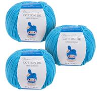 Utopia Crafts Amigurumi Cotton DK Yarn for Crochet and Knitting 50% Cotton, 50% Acrylic Blended, 3X 50g (Medium Blue)