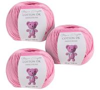 Utopia Crafts Amigurumi Cotton DK Yarn for Crochet and Knitting 50% Cotton, 50% Acrylic Blended, 3X 50g (Light Pink)
