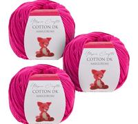 Utopia Crafts Amigurumi Cotton DK Yarn for Crochet and Knitting 50% Cotton, 50% Acrylic Blended, 3X 50g (Strong Pink)