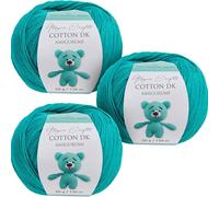 Utopia Crafts Amigurumi Cotton DK Yarn for Crochet and Knitting 50% Cotton, 50% Acrylic Blended, 3X 50g (Jade Green)