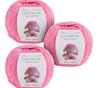 Utopia Crafts Amigurumi Cotton DK Yarn for Crochet and Knitting 50% Cotton, 50% Acrylic Blended, 3X 50g (Medium Pink)