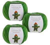 Utopia Crafts Amigurumi Cotton DK Yarn for Crochet and Knitting 50% Cotton, 50% Acrylic Blended, 3X 50g (Medium Green)