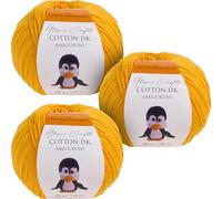 Utopia Crafts Amigurumi Cotton DK Yarn for Crochet and Knitting 50% Cotton, 50% Acrylic Blended, 3X 50g (Strong Yellow)