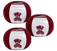 Utopia Crafts Amigurumi Cotton DK Yarn for Crochet and Knitting 50% Cotton, 50% Acrylic Blended, 3X 50g (Maroon)