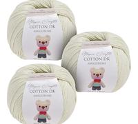 Utopia Crafts Amigurumi Cotton DK Yarn for Crochet and Knitting 50% Cotton, 50% Acrylic Blended, 3X 50g (Bone)