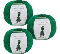 Utopia Crafts Amigurumi Cotton DK Yarn for Crochet and Knitting 50% Cotton, 50% Acrylic Blended, 3X 50g (Dark Green)