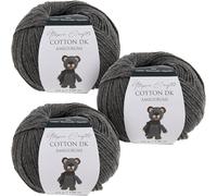 Utopia Crafts Amigurumi Cotton DK Yarn for Crochet and Knitting 50% Cotton, 50% Acrylic Blended, 3X 50g (Dark Grey)
