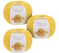 Utopia Crafts Amigurumi Cotton DK Yarn for Crochet and Knitting 50% Cotton, 50% Acrylic Blended, 3X 50g (Yellow)