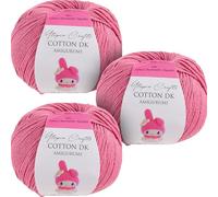Utopia Crafts Amigurumi Cotton DK Yarn for Crochet and Knitting 50% Cotton, 50% Acrylic Blended, 3X 50g (Pale Pink)