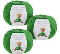 Utopia Crafts Amigurumi Cotton DK Yarn for Crochet and Knitting 50% Cotton, 50% Acrylic Blended, 3X 50g (Strong Green)