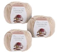 Utopia Crafts Amigurumi Cotton DK Yarn for Crochet and Knitting 50% Cotton, 50% Acrylic Blended, 3X 50g (Beige)