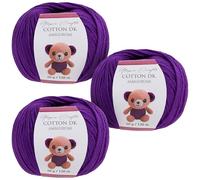 Utopia Crafts Amigurumi Cotton DK Yarn for Crochet and Knitting 50% Cotton, 50% Acrylic Blended, 3X 50g (Purple)