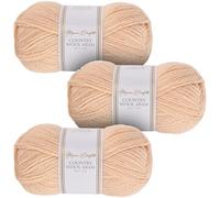 Utopia Crafts Country Wool Blend Aran Yarn for Knitting and Crochet 3X 100g (Apricot Cream)