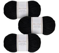 Utopia Crafts Country Wool Blend Aran Yarn for Knitting and Crochet 3X 100g (Black)