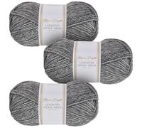 Utopia Crafts Country Wool Blend Aran Yarn for Knitting and Crochet 3X 100g (Charcoal)