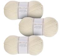 Utopia Crafts Country Wool Blend Aran Yarn for Knitting and Crochet 3X 100g (Ivory Cream)