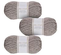 Utopia Crafts Country Wool Blend Aran Yarn for Knitting and Crochet 3X 100g (Pebble Beige)
