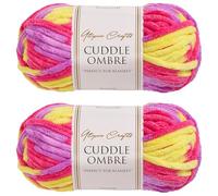 Utopia Crafts Cuddle Ombre Super Chunky Chenille Soft Yarn for Knitting and Crochet 2X 100g (Candy Sunshine)