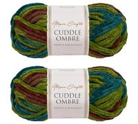 Utopia Crafts Cuddle Ombre Super Chunky Chenille Soft Yarn for Knitting and Crochet 2X 100g (Forest Mist)