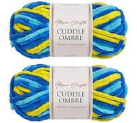 Utopia Crafts Cuddle Ombre Super Chunky Chenille Soft Yarn for Knitting and Crochet 2X 100g (Ocean Sunrise)