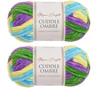 Utopia Crafts Cuddle Ombre Super Chunky Chenille Soft Yarn for Knitting and Crochet 2X 100g (Tropical Breeze)