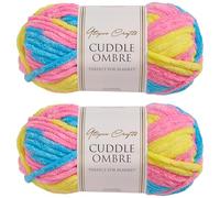 Utopia Crafts Cuddle Ombre Super Chunky Chenille Soft Yarn for Knitting and Crochet (Cotton Candy, 2X 100g)