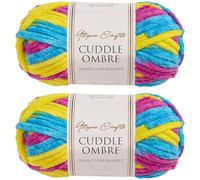 Utopia Crafts Cuddle Ombre Super Chunky Chenille Soft Yarn for Knitting and Crochet (Neon Carnaval, 2X 100g)