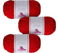 Utopia Crafts Cuddle Super Chunky Chenille Soft Yarn 3X 100g (Red)
