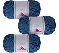 Utopia Crafts Cuddle Super Chunky Chenille Soft Yarn 3X 100g (Saxe Blue)